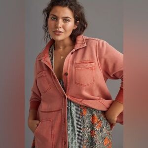 Urban Outfitters Pilcro Size Medium Oversized Fleece Shacket Rose Pink Coral